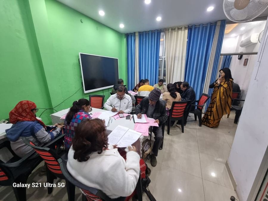 A classroom session in progress at the Ashram centre